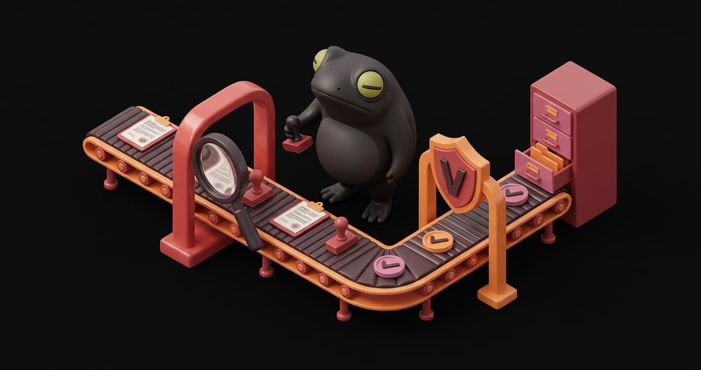 Continuous compliance pipeline diagram showing every PR triggering compliance tests that generate timestamped audit evidence automatically