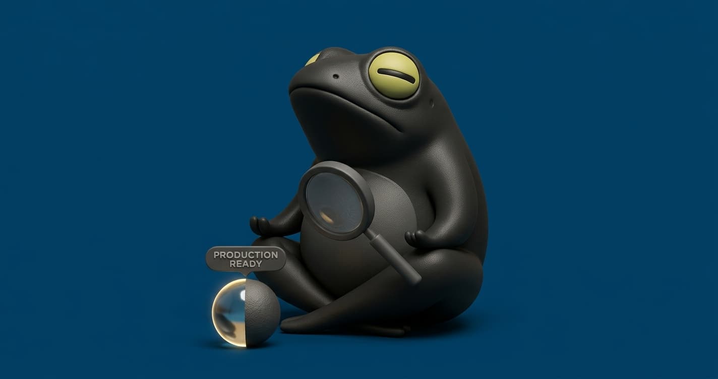 Production readiness assessment framework for vibe-coded applications showing scored criteria across security, testing, and reliability dimensions