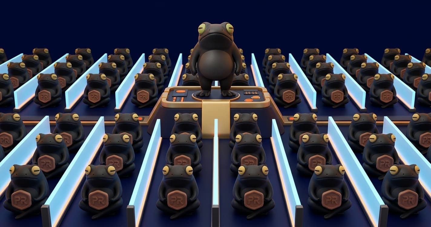 Quara as a commander overseeing multiple subagent clones in isolated parallel lanes, each carrying a PR token