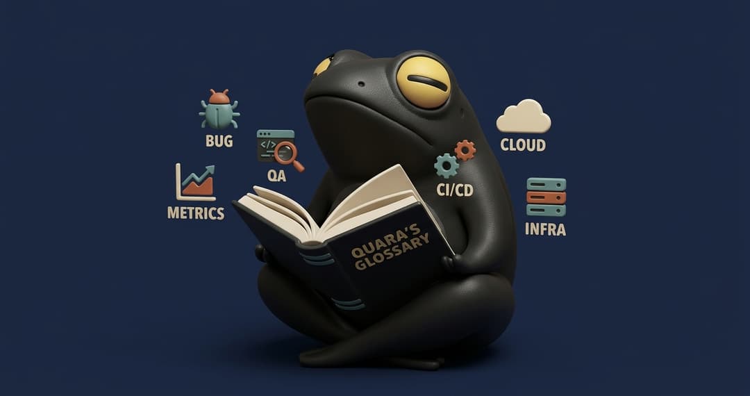 Software testing terminology guide showing key concepts like TDD, BDD, Gherkin syntax, and test types