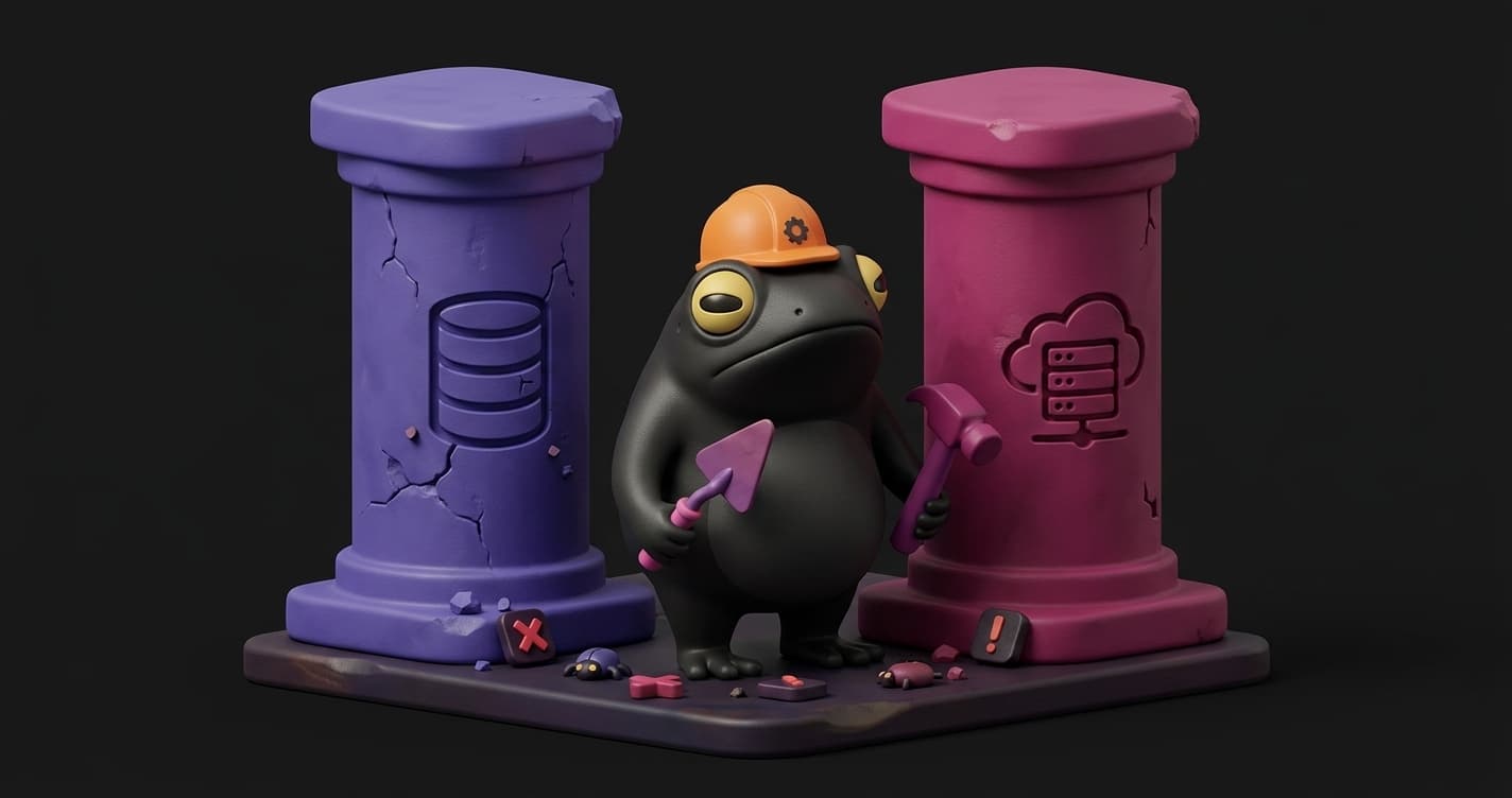 Split view showing a CI dashboard with 100 percent test coverage on the left and a production incident channel on the right, illustrating the gap between test metrics and real quality