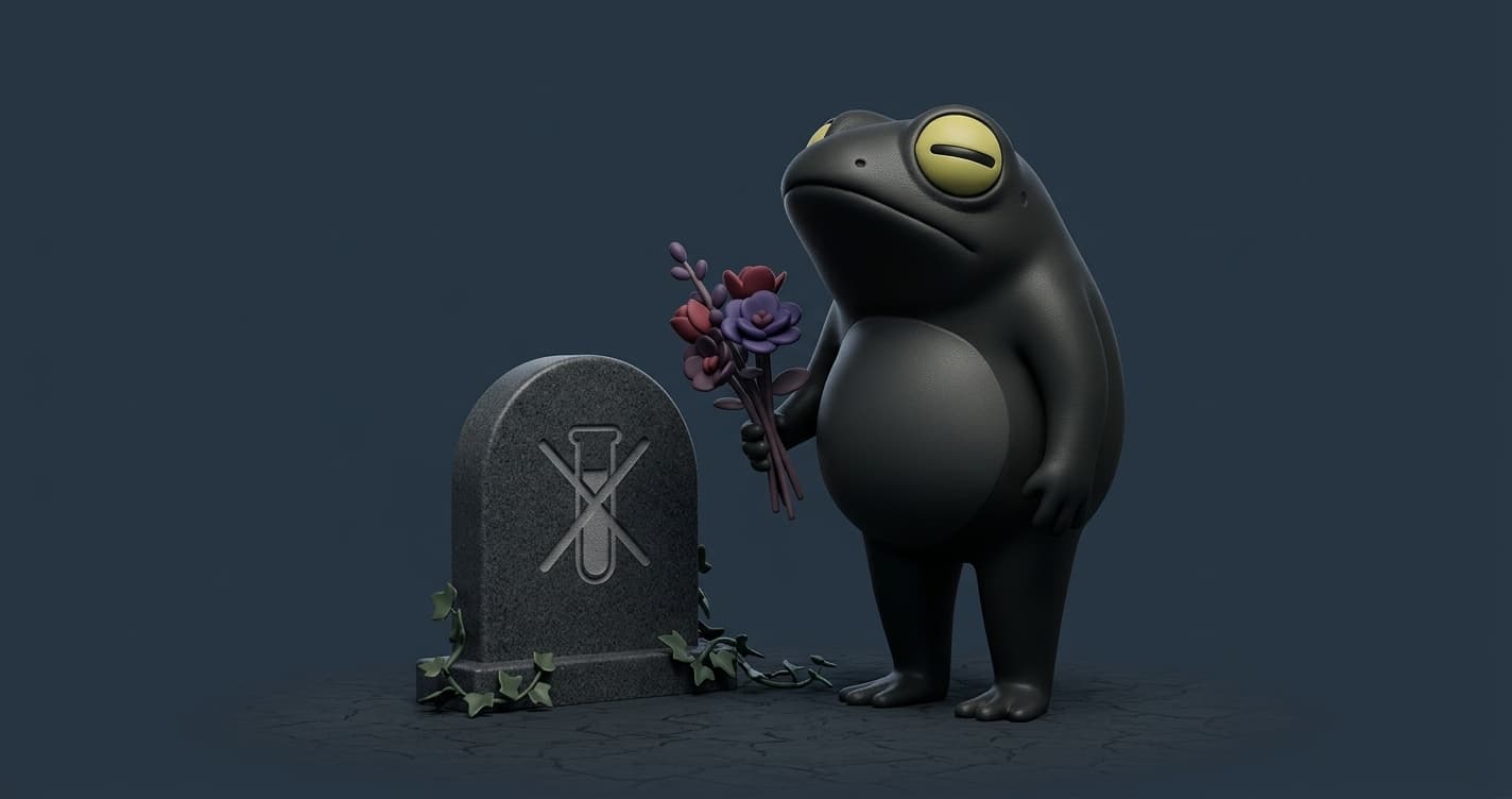 Crumbling stone tablet labeled 'test suite' dissolving into digital code streams, symbolizing the transformation of traditional testing in the vibe coding era