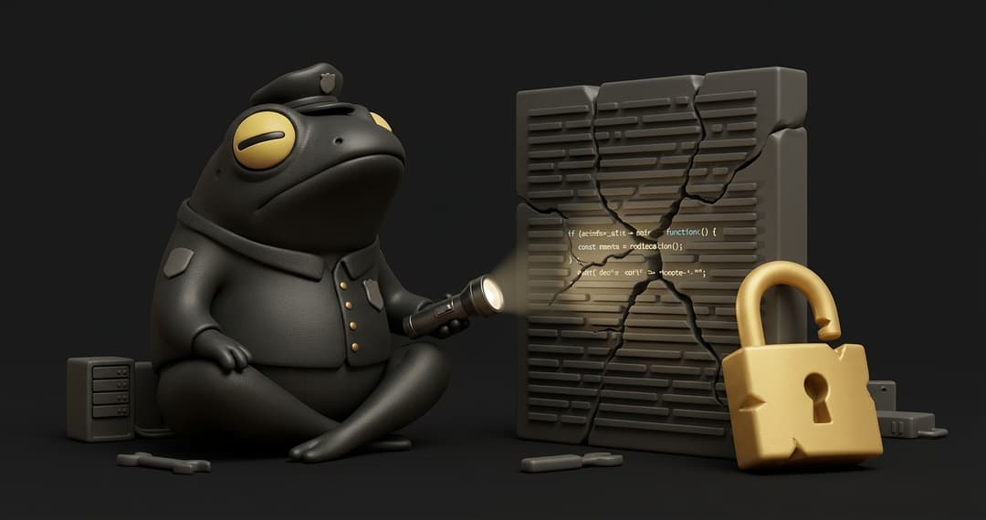 AI code editor with security scanner missing a hidden vulnerability that automated testing catches, illustrating the gap between static analysis and behavioral testing