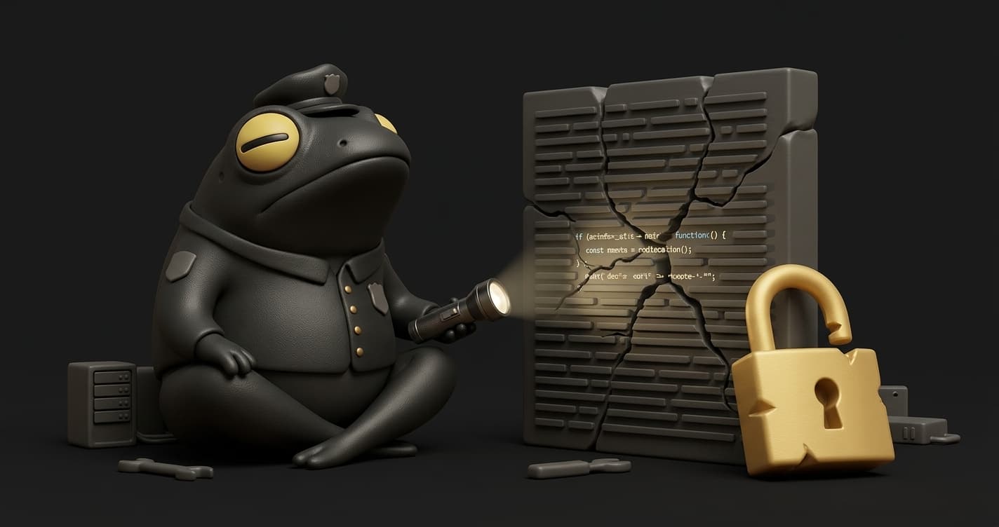 AI code editor with security scanner missing a hidden vulnerability that automated testing catches, illustrating the gap between static analysis and behavioral testing