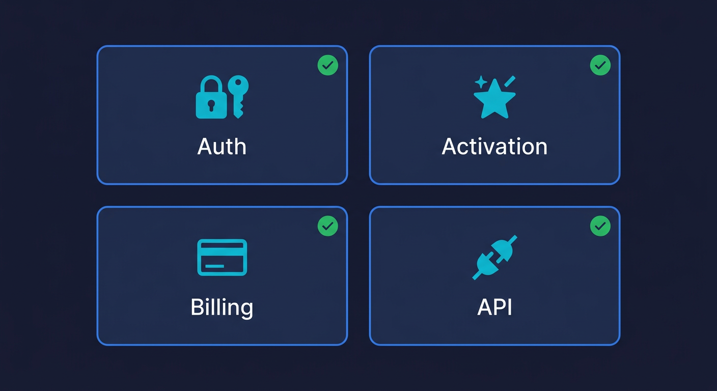 Four critical paths to smoke test: authentication, activation, billing, and API endpoints