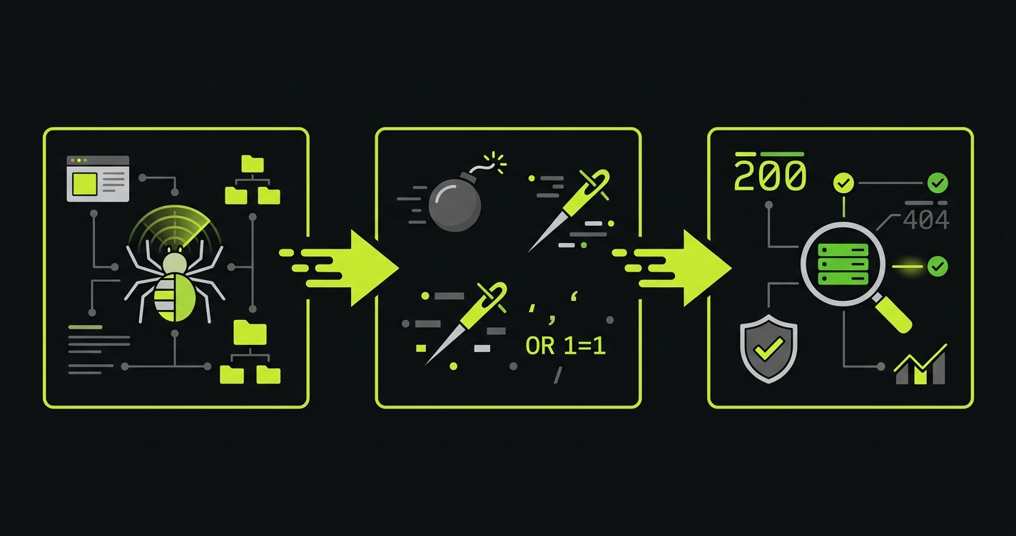 Quara operating a DAST scanning machine probing a running web application