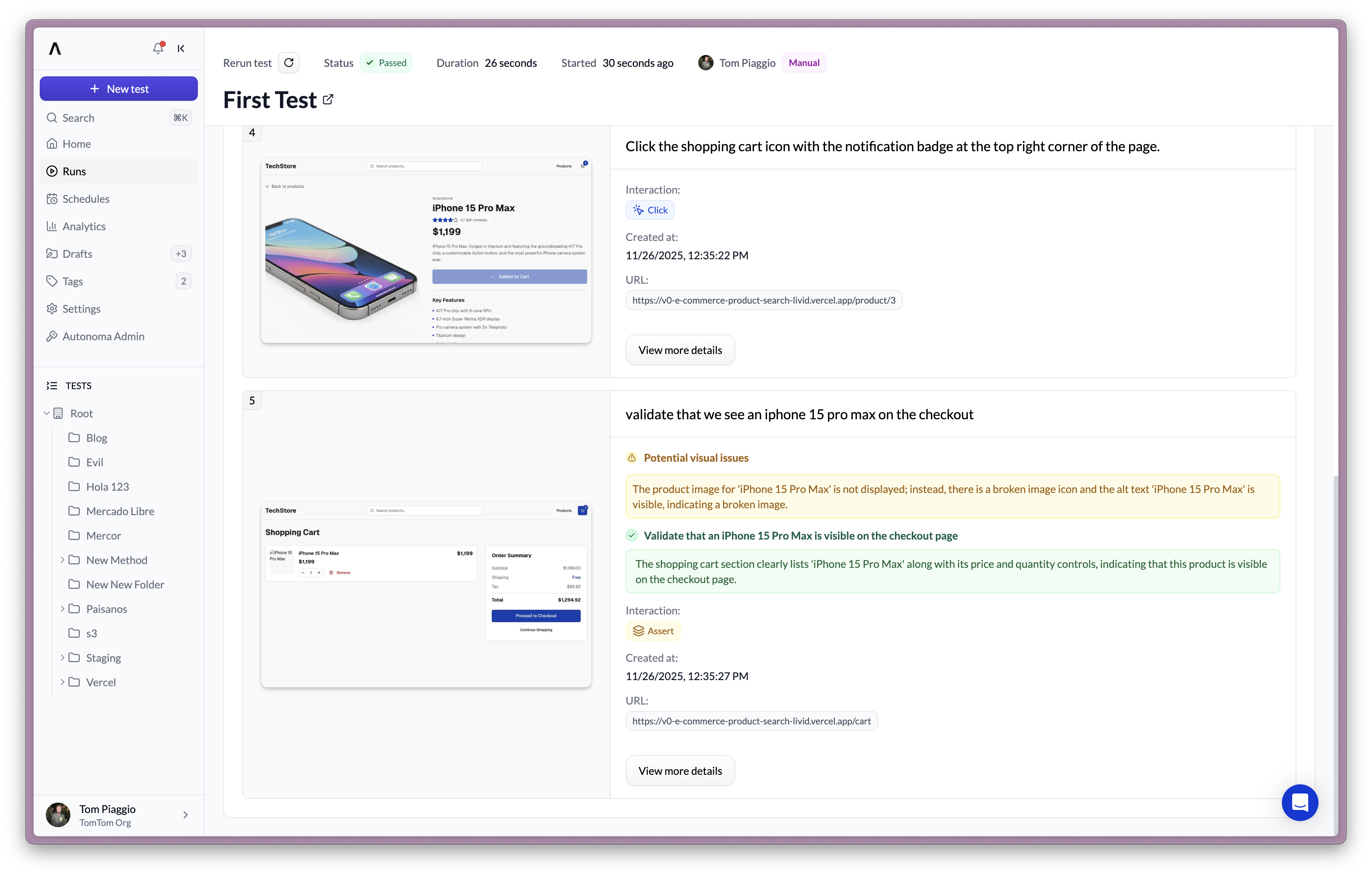Autonoma codeless test automation detecting visual bugs automatically