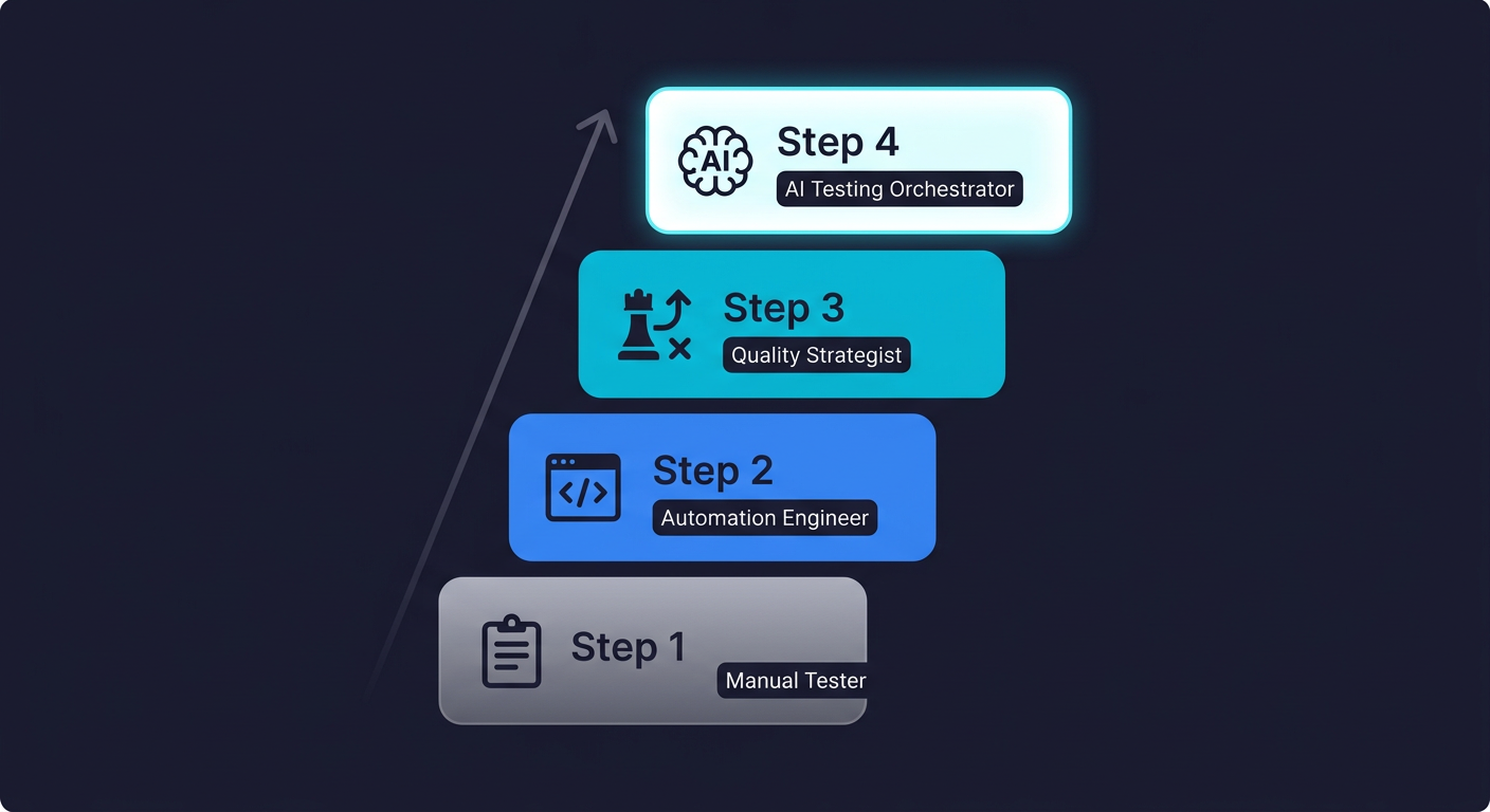 Four stages of QA evolution in the vibe coding era, from Manual Tester to AI Testing Orchestrator