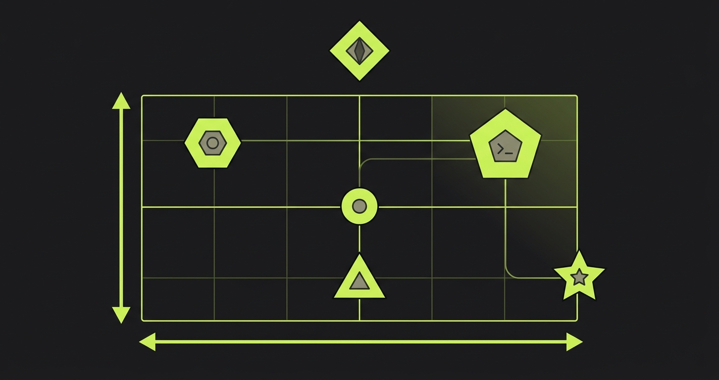 Six tool icons positioned on a grid showing speed versus ecosystem maturity for Jest alternatives