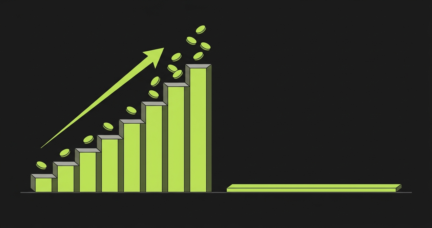 Escalating cost bars representing compounding proprietary licensing fees next to a flat bar representing zero-cost open-source alternatives