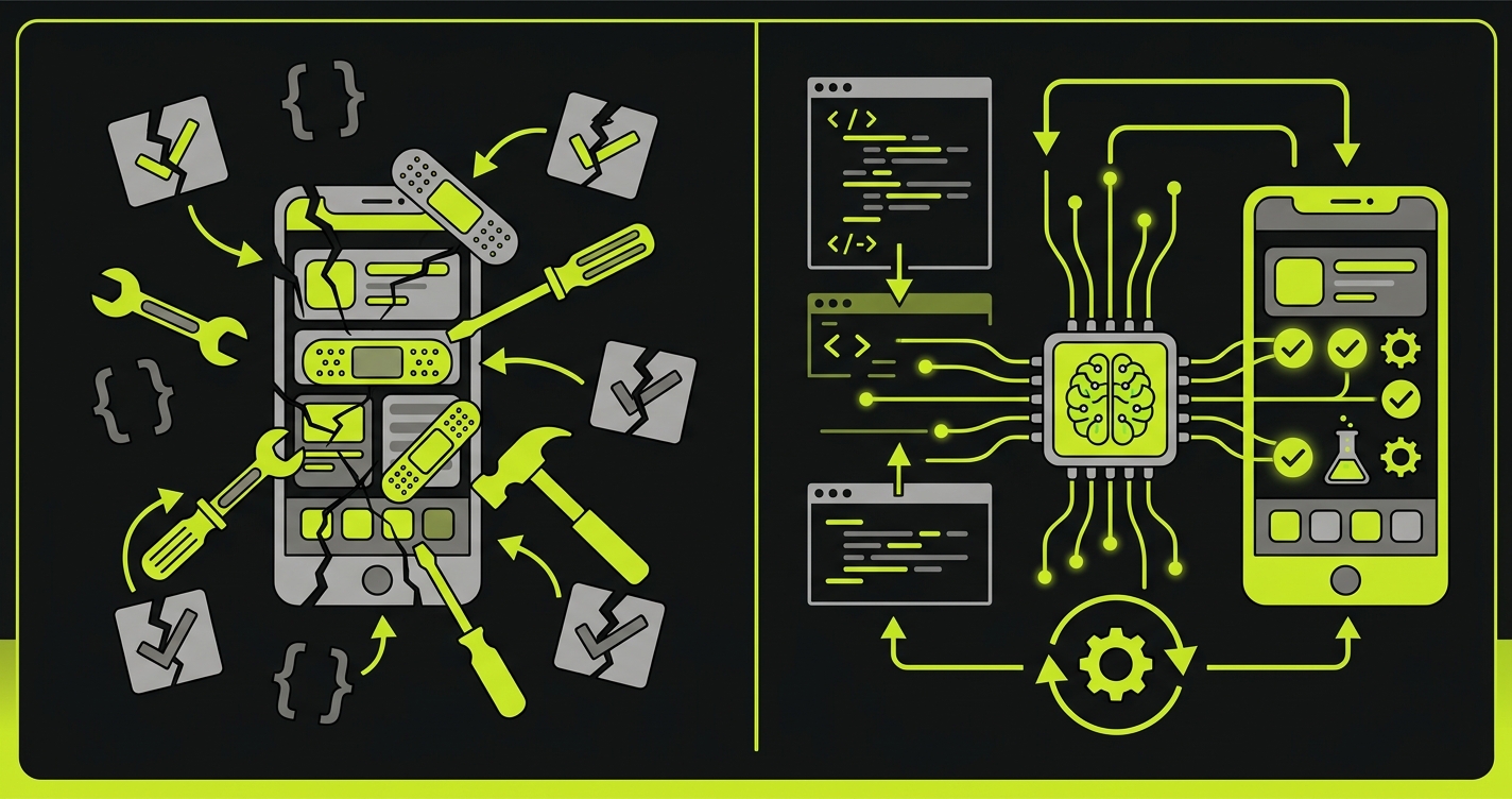 Diagram comparing Drizz maintenance-only approach vs Autonoma full lifecycle AI testing