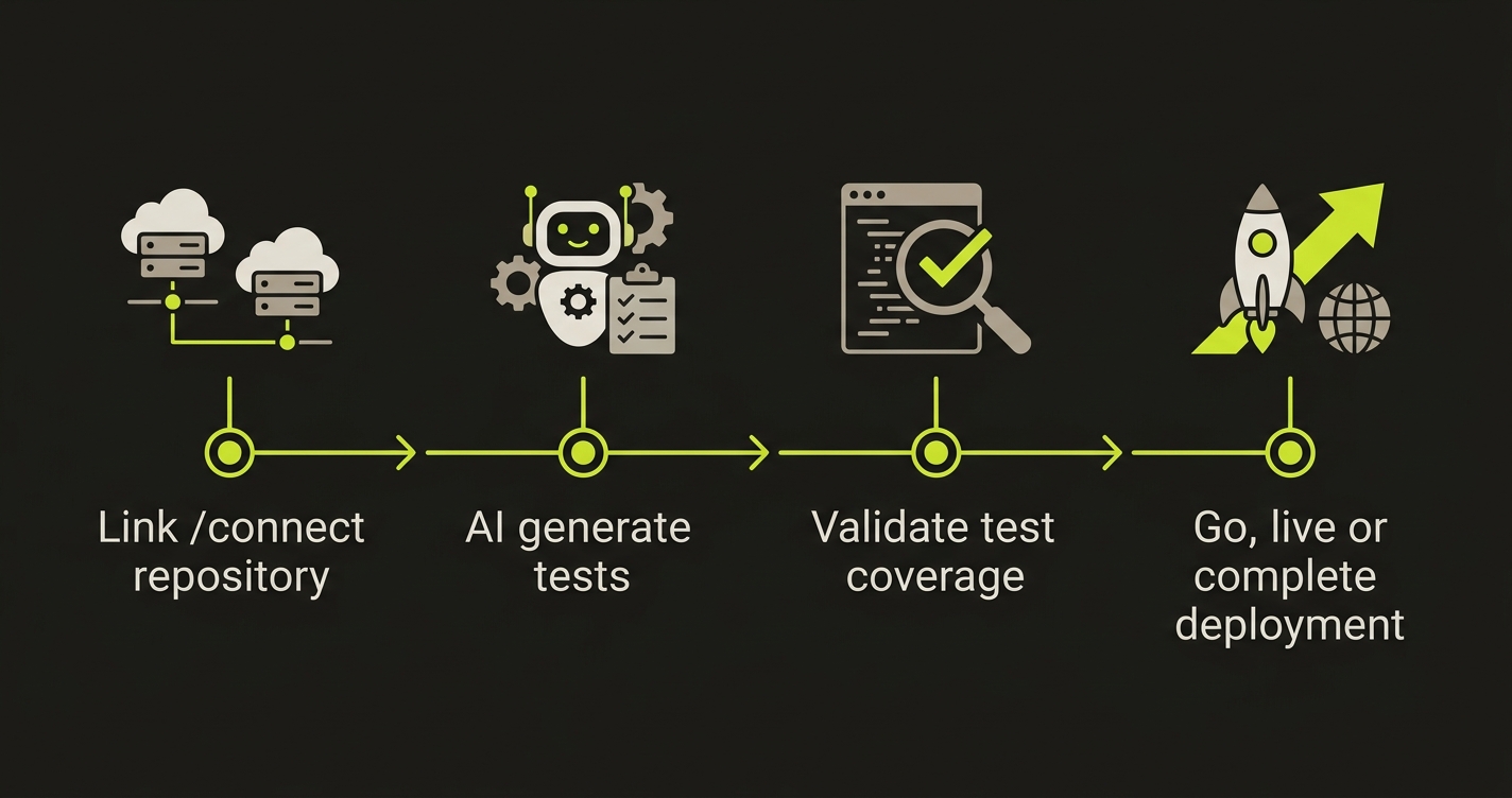 Timeline showing four migration phases from connecting your repo through going live