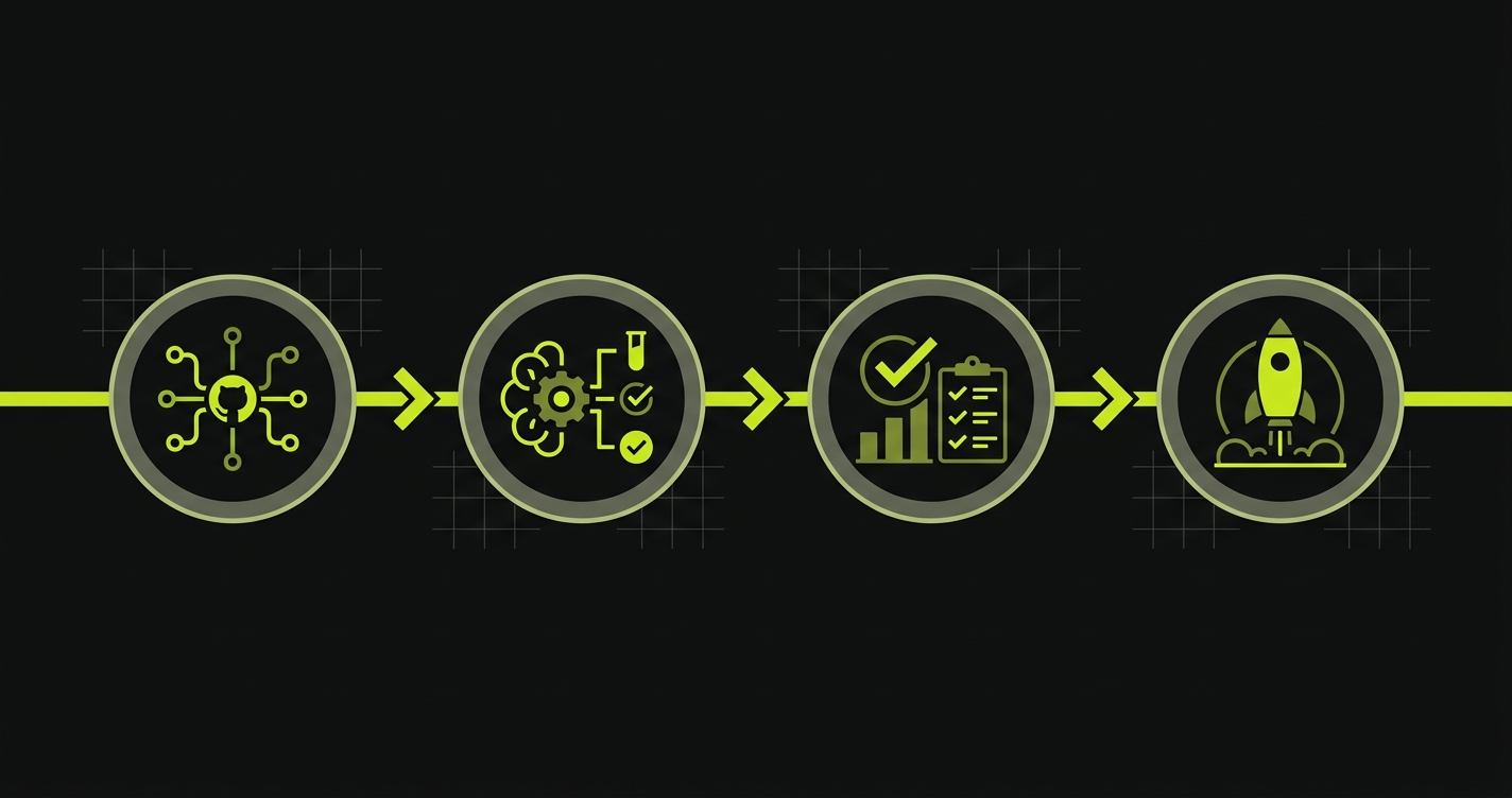 Migration timeline showing four phases from connecting your repo to going live