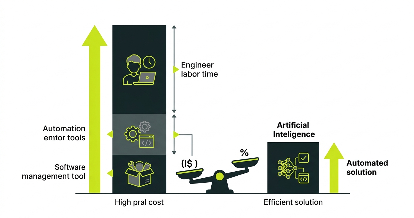 Bar chart comparing total cost of Tuskr plus automation plus engineer time versus Autonoma free tier