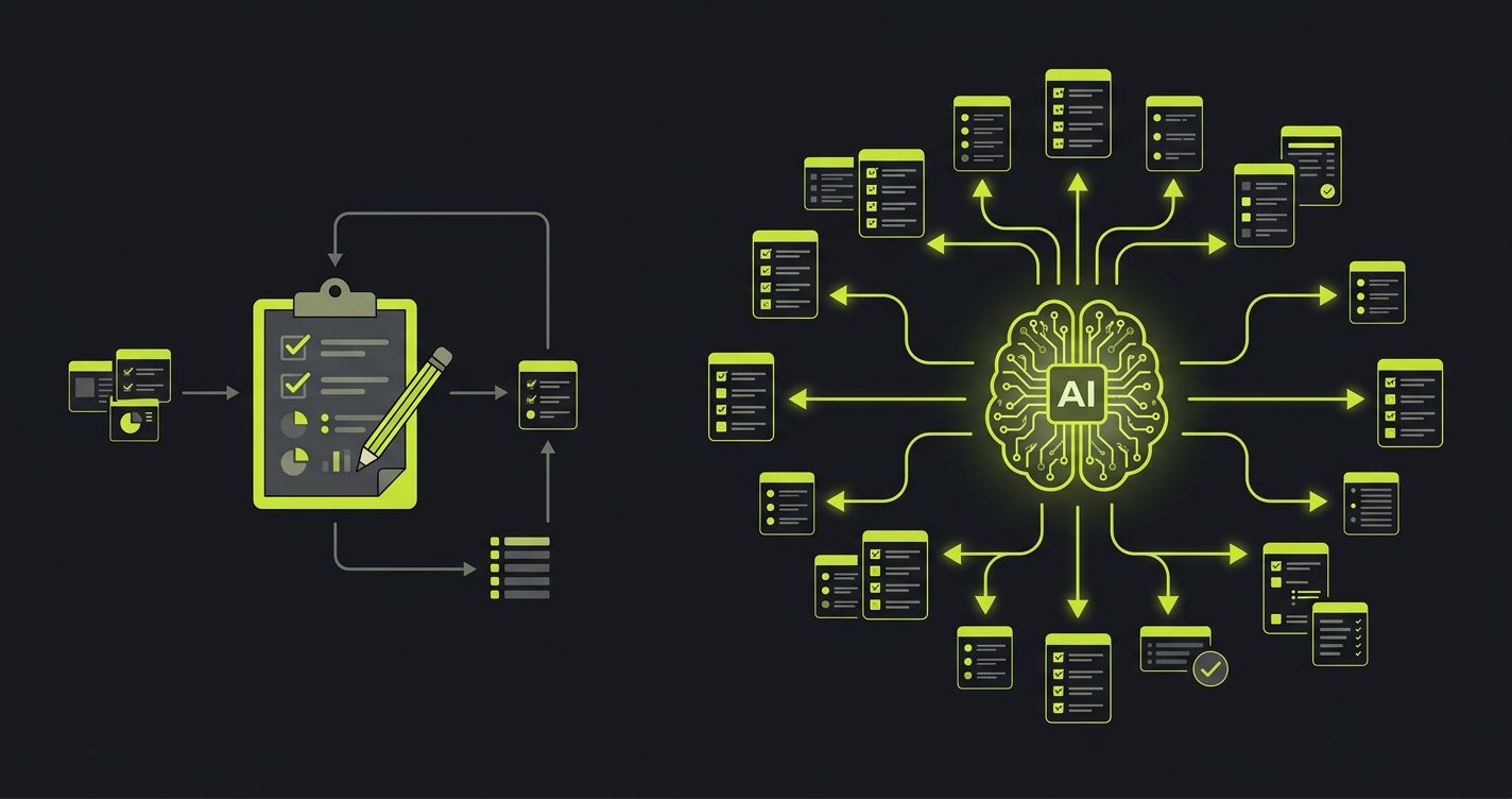 Diagram comparing budget test management versus AI autonomous testing approaches