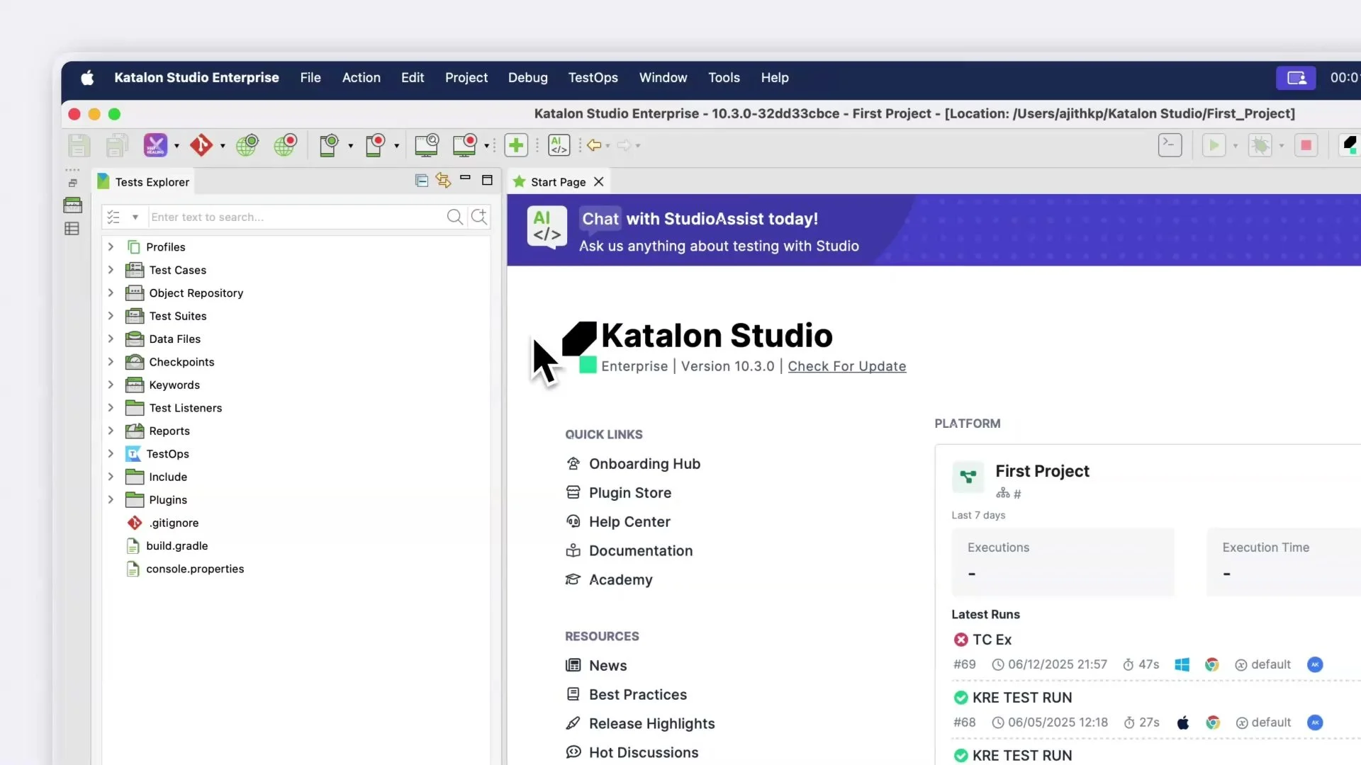 Katalon Studio IDE with visual test object repository