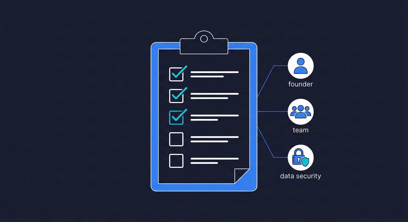 Checklist illustration with persona icons for solo founders, engineering teams, and data-sensitive apps, showing targeted testing priorities for each audience