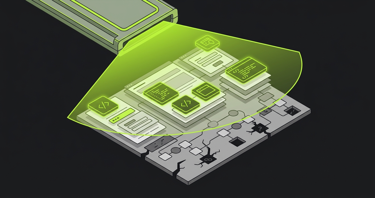 Venn diagram showing SAST and DAST coverage with a prominent gap zone for business logic flaws outside both circles