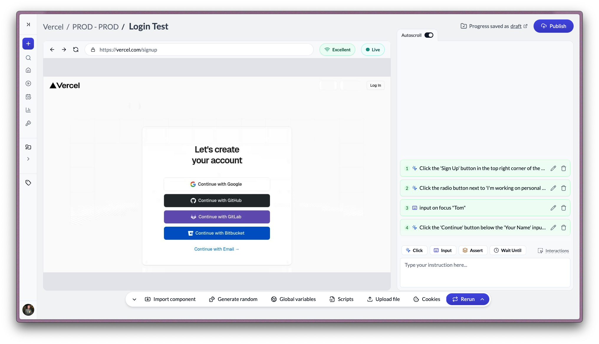 Autonoma creation UI